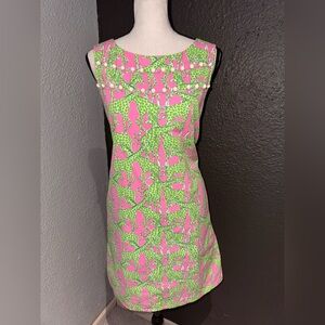 Lilly Pulitzer Pink and Green Giraffe Sleeveless Dress